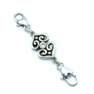 BRIGHTON ALCAZAR Double Heart Silver Custom EXTENDER Bracelet/Necklace 2”